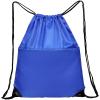 BuyAgain Drawstring Backpack Sports Water Resistant String Bag Sport Gym Sackpack for Women Men Large with Zipper, Royal view 2