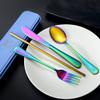 Boulder Bee | Travel Utensils Set | Reusable Camping Cutlery Set | Stainless Steel Flatware Set | Portable Silverware Set with Case | Includes Knife/Fork/Spoon/Straw/Cleaning Cloth/Case (Rainbow) view 2