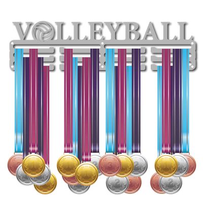 CREATCABIN Medal Holder Sport Volleyball Words Awards Display Stand Wall Rack Mount Hanger Decor for Champions Home Badge 3 Rung Medalist Running Gymnastics Over 60 Medals Games 15.7x4.2inch