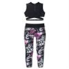 Yihuimin 2Pcs Kids Girls Stand Collar Sportswear Cross Straps Tank Top Printed Pants Set for Training Jogging Black Rose Red 6 Years view 1