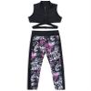 Yihuimin 2Pcs Kids Girls Stand Collar Sportswear Cross Straps Tank Top Printed Pants Set for Training Jogging Black Rose Red 6 Years view 3