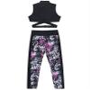 Yihuimin 2Pcs Kids Girls Stand Collar Sportswear Cross Straps Tank Top Printed Pants Set for Training Jogging Black Rose Red 6 Years view 4