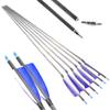 AMEYXGS 34 Inch Carbon Arrows 400 Spine Hunting Arrows with Removable Tips and 4 Turkey Feather Target Practice Arrow for Compound & Recurve & Long Bow 6/12 Pcs (Blue, 12 pcs) view 1