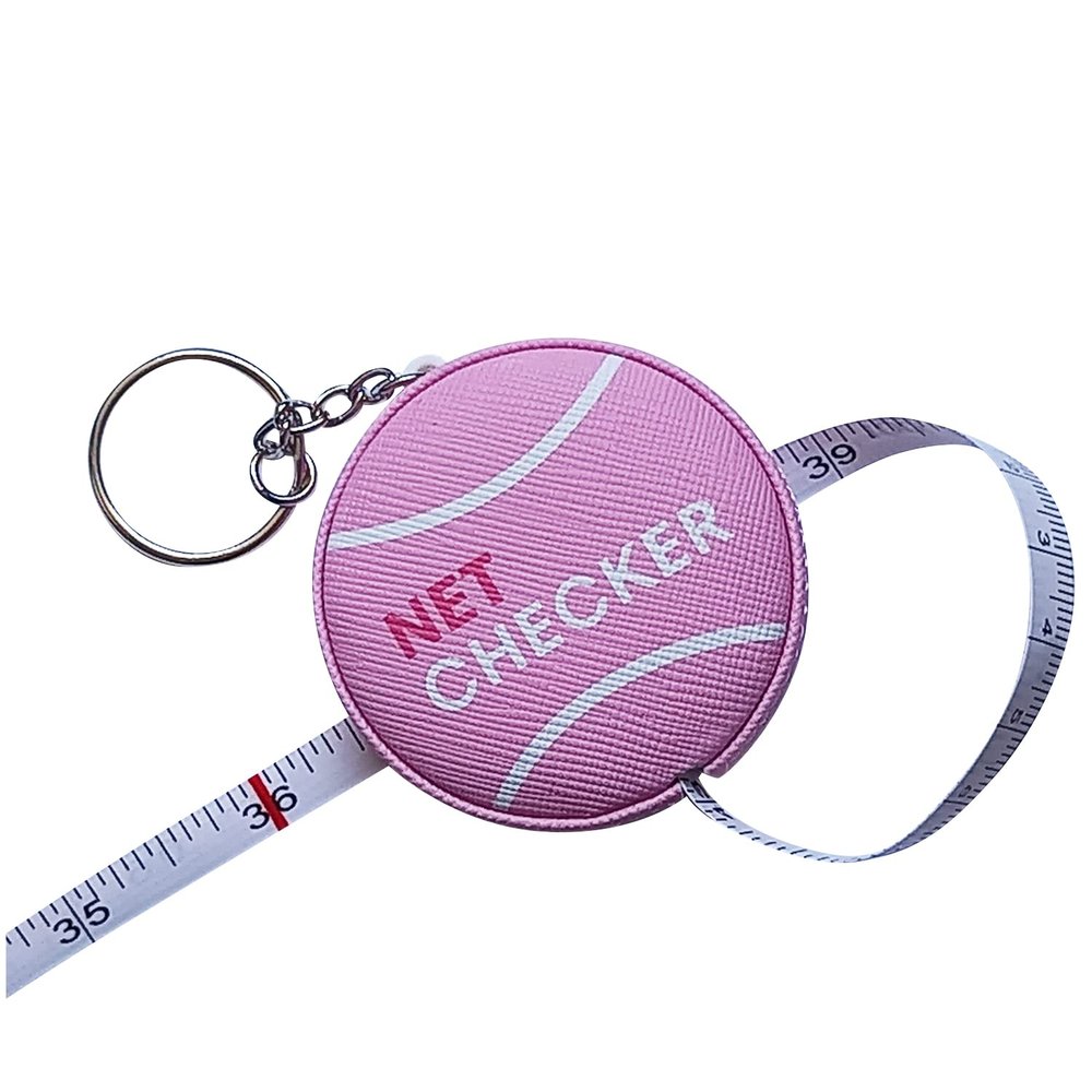 Scoring Right Tennis Net Height Mini Measuring Tape and Keyring, Portable 59 Inch Flexible Measuring Tape for Measuring Tennis Net Height, Pink