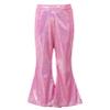 FEESHOW Toddler Baby High Waist Bell Bottoms Casual Outfits Girls Kids Denim Flared Pants Ruffled Wide Leg Trouser A Rose Red 7-8 Years view 1