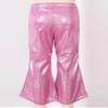 FEESHOW Toddler Baby High Waist Bell Bottoms Casual Outfits Girls Kids Denim Flared Pants Ruffled Wide Leg Trouser A Rose Red 7-8 Years view 4
