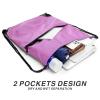 BuyAgain Drawstring Backpack Sports Water Resistant String Bag Sport Gym Sackpack for Women Men Large with Zipper, Pink view 4