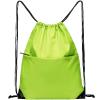 BuyAgain Drawstring Backpack Sports Water Resistant String Bag Sport Gym Sackpack for Women Men Large with Zipper, Apple Green view 1