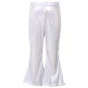 FEESHOW Toddler Baby High Waist Bell Bottoms Casual Outfits Girls Kids Denim Flared Pants Ruffled Wide Leg Trouser A Silver 9-11 Years view 1