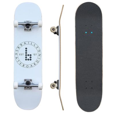 Complete Pro Skateboard by Braille for Girls, Boys, Kids Youth, Adult, Teens, Beginners - Fully Assembled with Poster & Stickers (8.0, Classic B Circle)