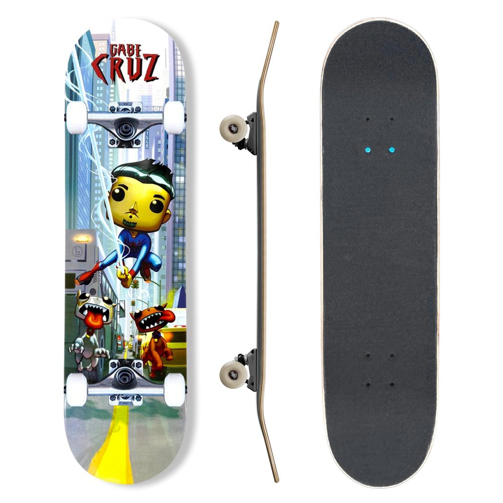 Complete Pro Skateboard by Braille for Girls, Boys, Kids Youth, Adult, Teens, Beginners - Fully Assembled with Poster & Stickers (8.125, Spider Gab)