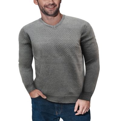 X RAY Mens V Neck Sweater, Dress Sweater for Men Fall, Slim Fit V Neck Waffle Knit Pullover, Charcoal Honeycomb, Small