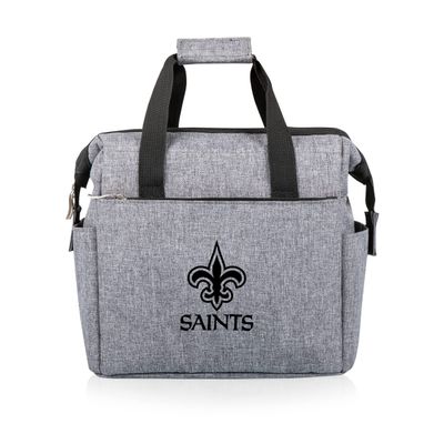 Picnic TIME NFL New Orleans Saints On The Go Lunch Bag - Soft Cooler Lunch Box - Insulated Lunch Bag, (Heathered Gray)