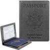 Passport Holder Cover Wallet Case RFID Blocking Leather Card Slot Travel Accessories Documents Organizer Protector for Women Men, Dark Gray view 1