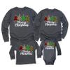Merry Christmas Trees Leopard Buffalo Plaid Matching Family Toddler Girl Boy Long Sleeve Shirt view 1