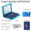 Passport Holder Cover Wallet Case RFID Blocking Leather Card Slot Travel Accessories Documents Organizer Protector for Women Men, Sky Blue view 3