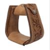 CHALLENGER Horse Saddle Stirrups Horse Western 5" Wide Saddle Floral Tooled Tan Leather Covered Stirrups 51173NT view 2