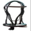 Equitem Leather English Teal Padded Bridle with Reins (Brown with Teal, X Full) view 1