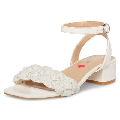Steve Madden Girls Shoes Oppal Heeled Sandal, White, 4
