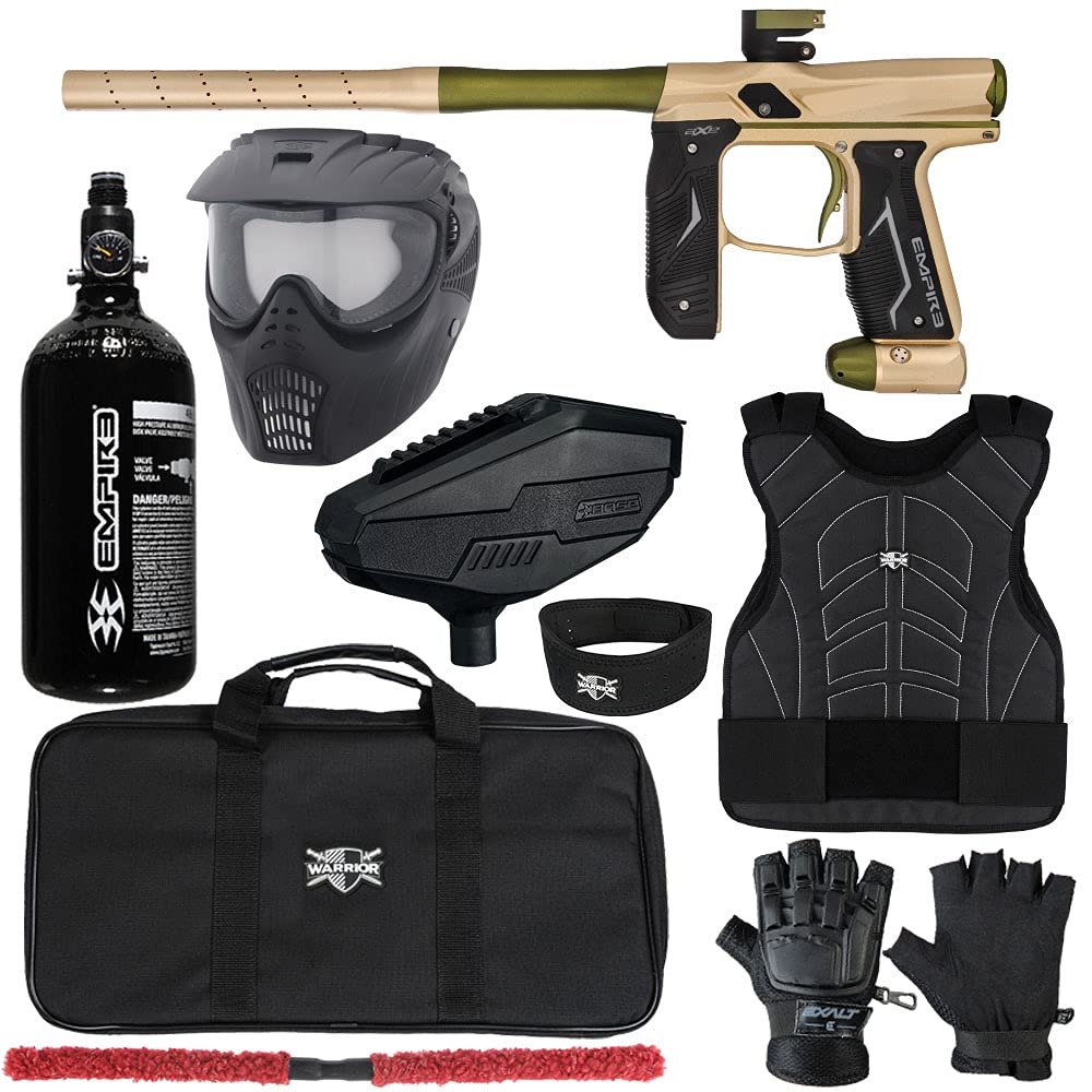 Action Village Empire Axe 2.0 Level 1 Protector Paintball Gun Package Kit (Dust Tan/Dust Olive, Glove Size: Small/Medium)