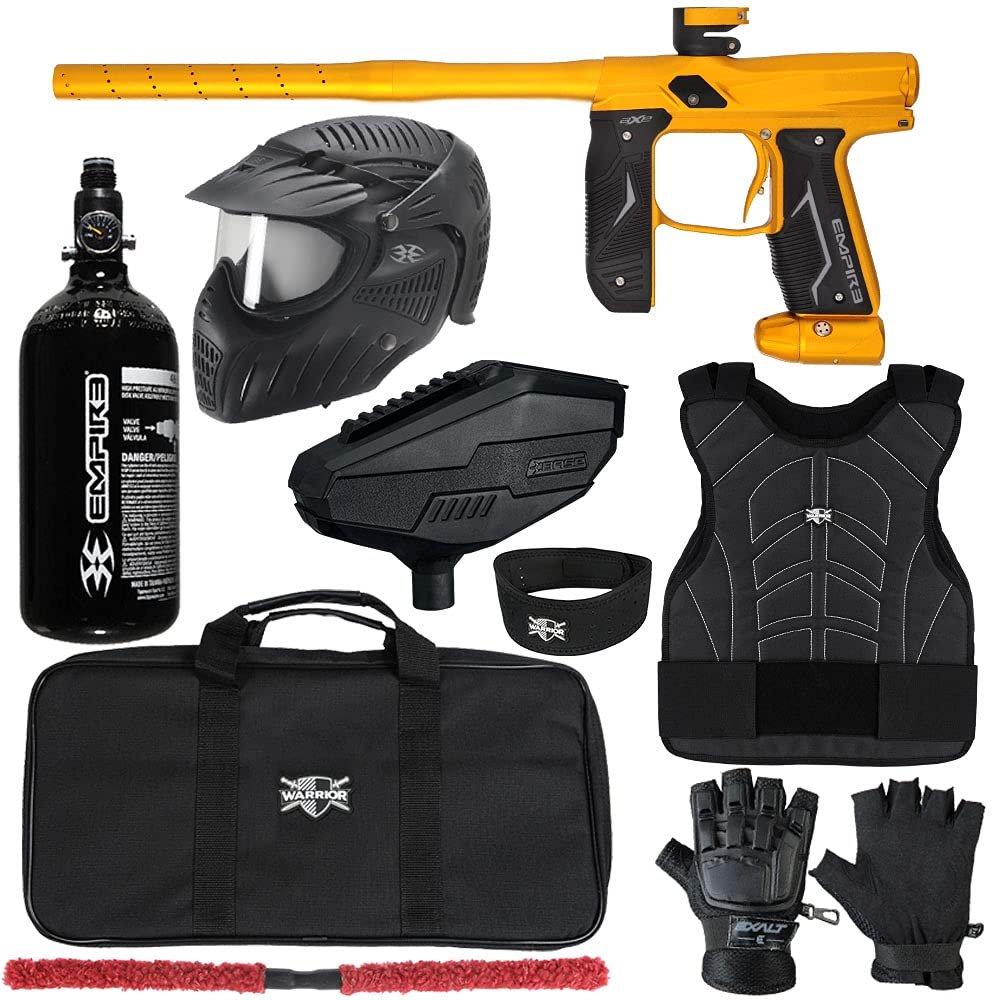 Action Village Empire Axe 2.0 Level 2 Protector Paintball Gun Package Kit (Dust Gold/Dust Gold, Glove Size: Small/Medium)