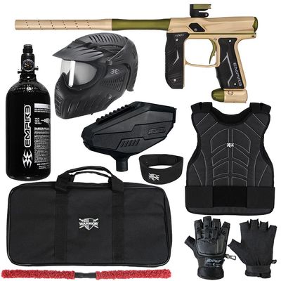 Action Village Empire Axe 2.0 Level 2 Protector Paintball Gun Package Kit (Dust Tan/Dust Olive, Glove Size: Small/Medium)