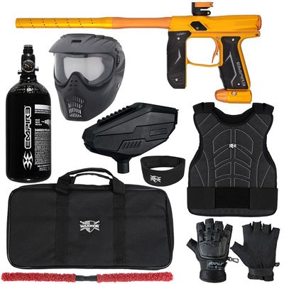 Action Village Empire Axe 2.0 Level 1 Protector Paintball Gun Package Kit (Dust Gold/Dust Orange, Glove Size: Small/Medium)