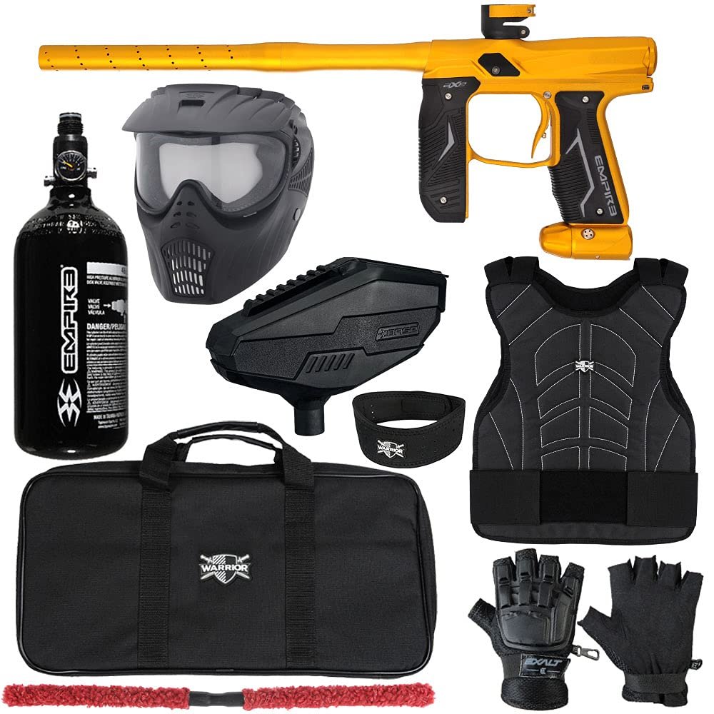 Action Village Empire Axe 2.0 Level 1 Protector Paintball Gun Package Kit (Dust Gold/Dust Gold, Glove Size: Small/Medium)