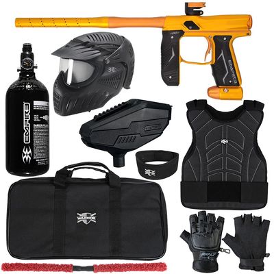 Action Village Empire Axe 2.0 Level 2 Protector Paintball Gun Package Kit (Dust Gold/Dust Orange, Glove Size: Small/Medium)
