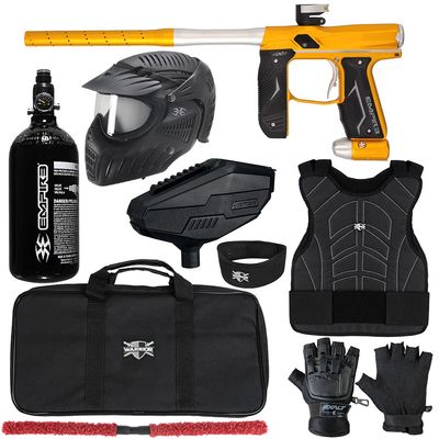 Action Village Empire Axe 2.0 Level 2 Protector Paintball Gun Package Kit (Dust Gold/Dust Silver, Glove Size: Small/Medium)