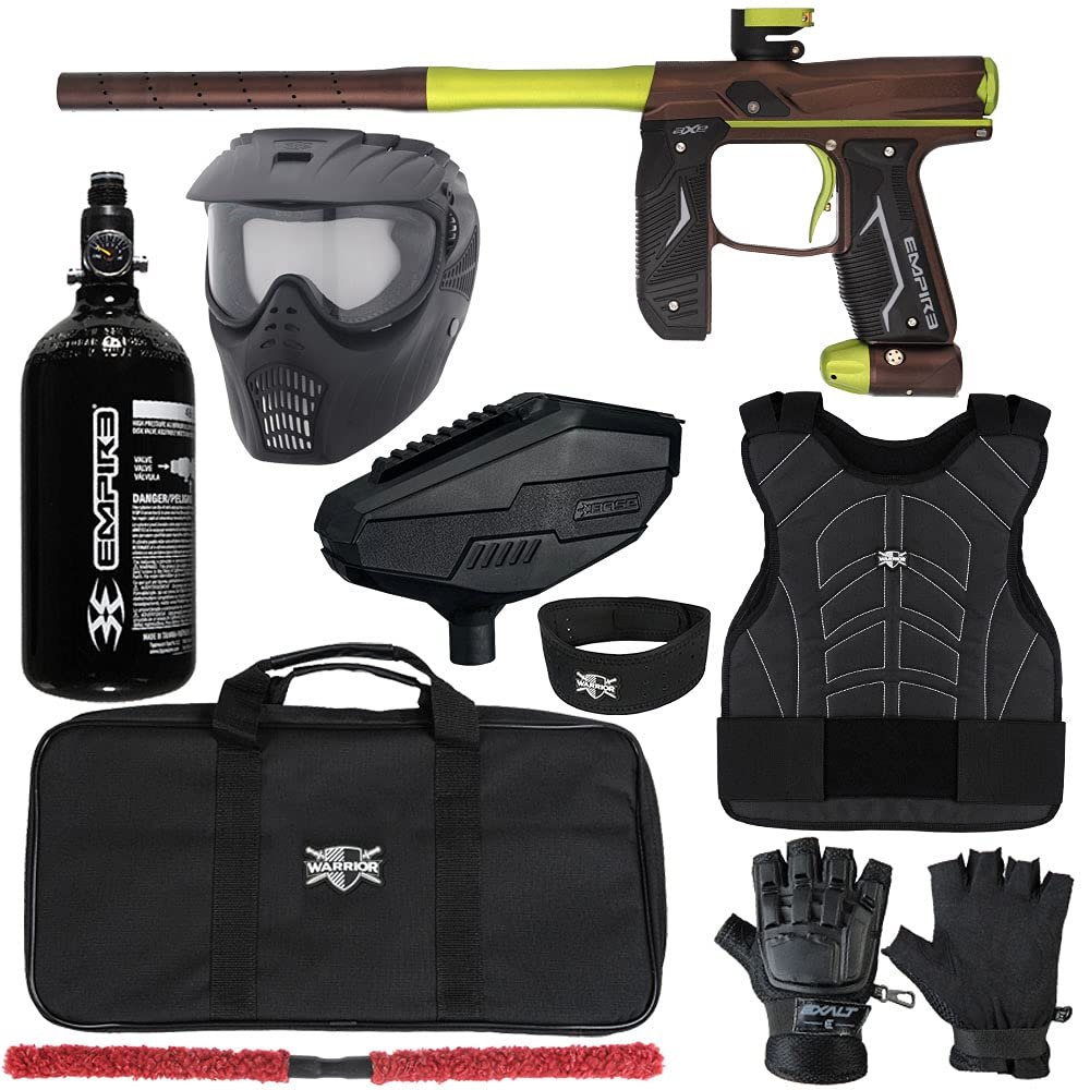 Action Village Empire Axe 2.0 Level 1 Protector Paintball Gun Package Kit (Dust Brown/Dust Green, Glove Size: Large/X-Large)