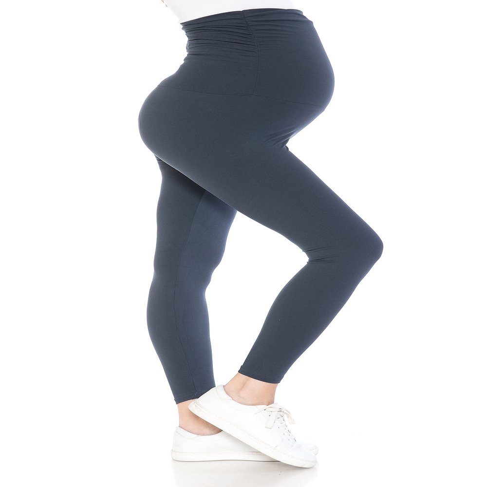 Leggings Depot Women's Maternity Leggings Over The Belly Pregnancy Casual Yoga Tights (Charcoal, X-Large)