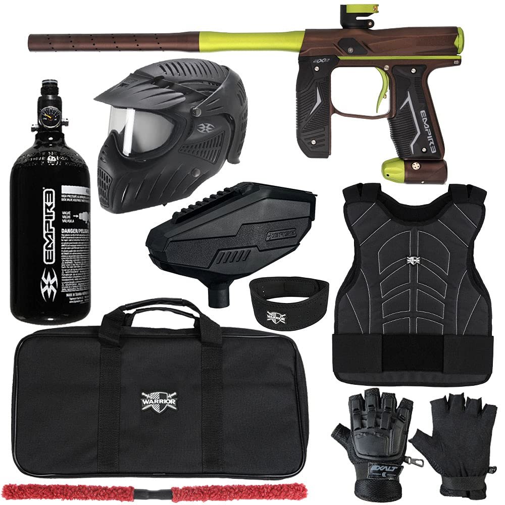 Action Village Empire Axe 2.0 Level 2 Protector Paintball Gun Package Kit (Dust Brown/Dust Green, Glove Size: Small/Medium)