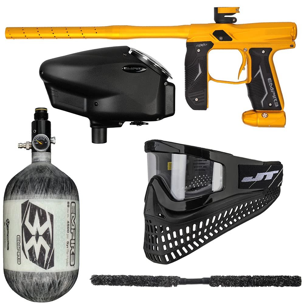 Action Village Empire Axe 2.0 Insane Paintball Gun Package Kit w/Air Tank (Dust Gold/Dust Gold, Tank Size: 68/4500)