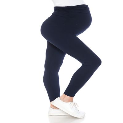 Leggings Depot Women's Maternity Leggings Over The Belly Pregnancy Casual Yoga Tights (Navy, Small)