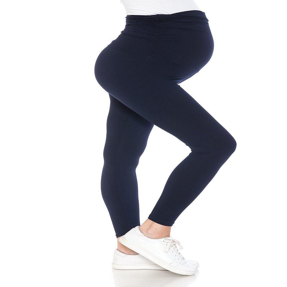 Leggings Depot Women's Maternity Leggings Over The Belly Pregnancy Casual Yoga Tights (Navy, Small)