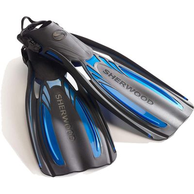 Sherwood Elite Open Heel Fins (Small, Steel Blue)