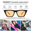 FEISEDY Sunglasses Womens Vintage Square Cat Eye Thick Frame Trendy Sunglasses B2473 view 3