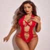 Avidlove Teddy One Piece Lingerie Lace Trim Bow Knot Romper Bodysuit Babydoll Red X-Small view 2