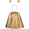 Sintege Halloween Alien Headband and Metallic Flared Pleated Skater Skirt for Costumes Supplies(Medium Skirt,Gold) view 1