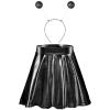 Sintege Halloween Alien Headband and Metallic Flared Pleated Skater Skirt for Costumes Supplies(X-Large Skirt,Black) view 1