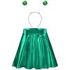 Sintege Halloween Alien Headband and Metallic Flared Pleated Skater Skirt for Costumes Supplies(XX-Large Skirt,Green) view 1