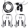 Boao Complete V-Type Bike Brake Set, Front and Rear Bike MTB Brake Inner and Outer Cables and Lever Kit Includes Calipers Levers Cables (Silver) view 1