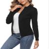 Youngull Womens Long Sleeve Sweatshirts Zip Front Cardigan for Women Casual Jacket Lightweight Fashion Loose Knitted Sweater with Zipper Comfortable Fall Tops Black M view 4