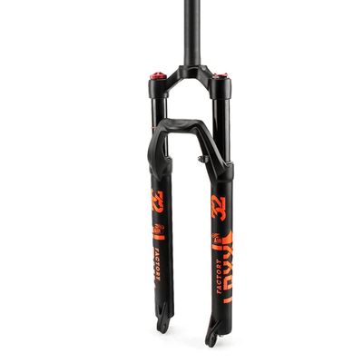 Jejy Magnesium Alloy Suspension Front Fork 27.5/29 Inch, Mountain Bike Shoulder Control Ultralight Air Forks Travel Inner Diameter 32mm Black (Color : Black Orange, Size : 29)