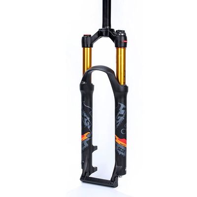 Jejy MTB 26 Inch Remote Lockout Suspension Forks, Mountain Bicycle Shock Absorber Front Fork 26/27.5/29 Straight Steerer 1-1/8" (Color : Grey Orange Label, Size : 27.5)