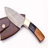 Rare Custom Damascus Skinning Knife Hunting Knife | Outdoor Knife Camping Knife | Black Horn & Rose Wood Handle with Free Genuine Leather Sheath (H-600) view 2