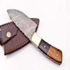 Rare Custom Damascus Skinning Knife Hunting Knife | Outdoor Knife Camping Knife | Black Horn & Rose Wood Handle with Free Genuine Leather Sheath (H-600) view 3