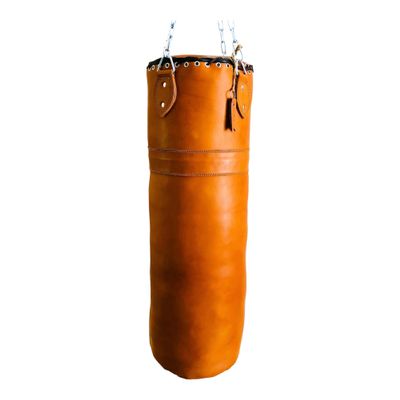 Geoffrey Vintage TAN Leather Boxing Gym Punching TraIng Bag with Chains - Retro 100CM