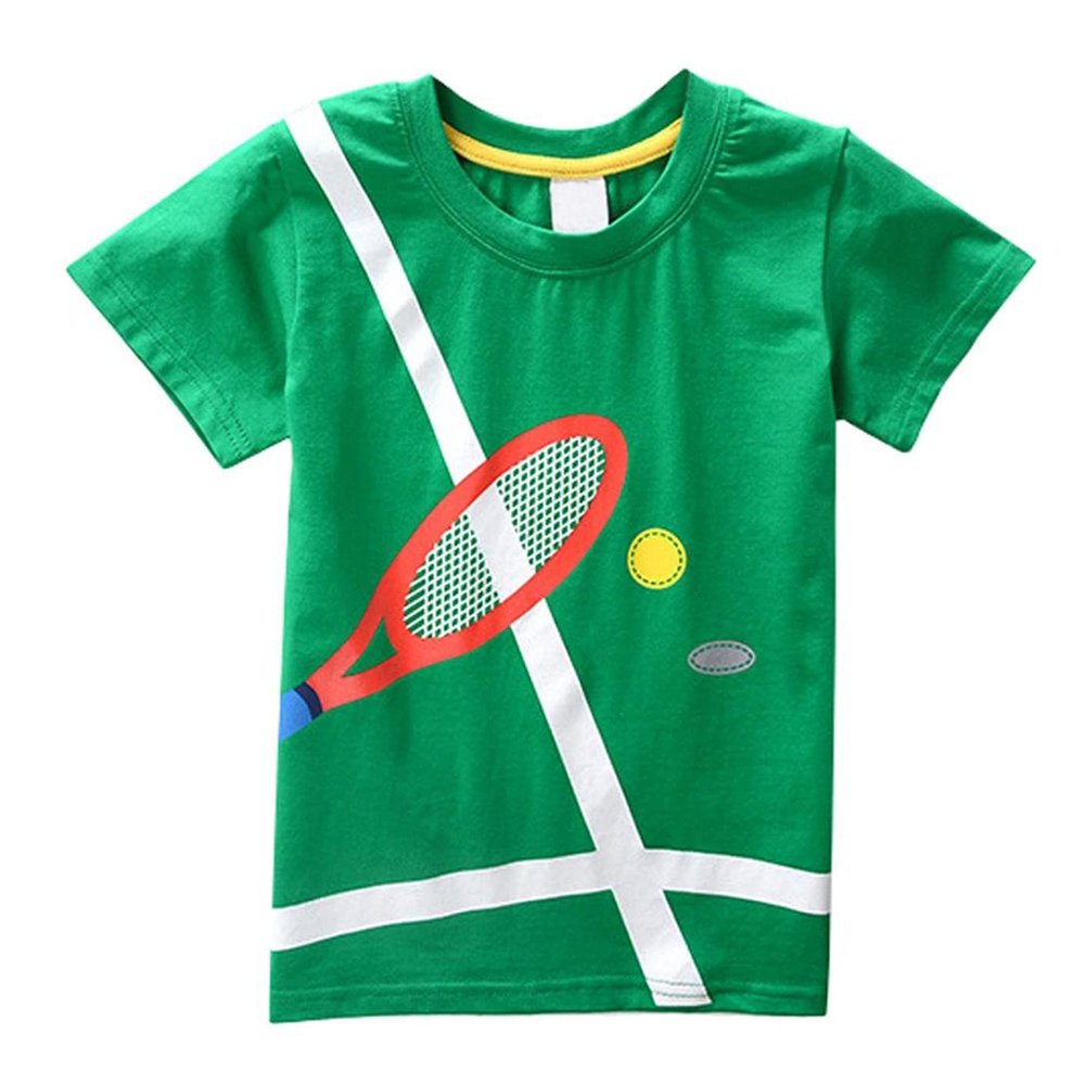 2-8Y Toddler Kids Baby Boys Summer T-Shirt Cotton Short Sleeve Blouse Basketball Soccer Funny Print Tops Clothes
